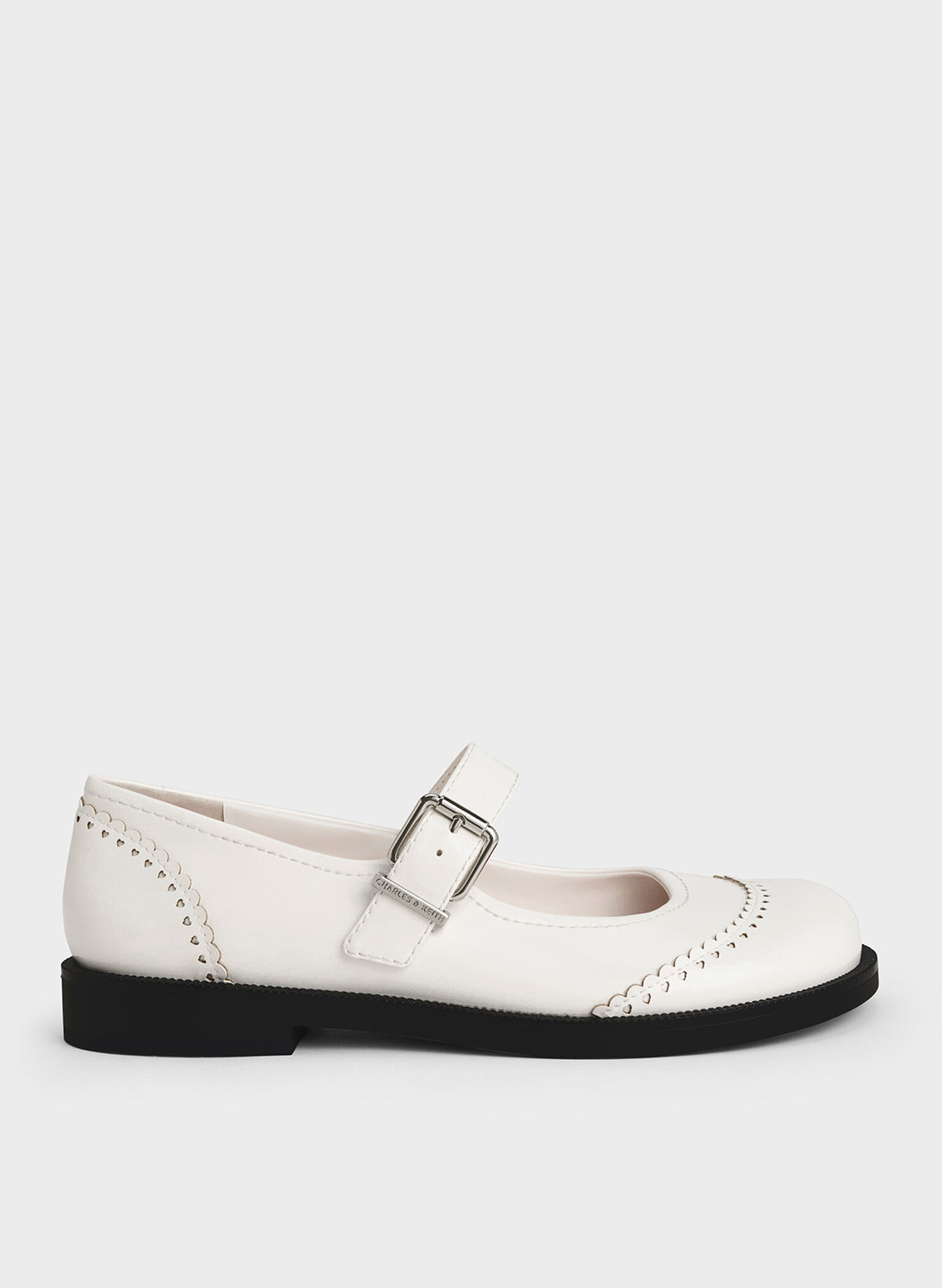 Heart Buckled Mary Janes, White, hi-res