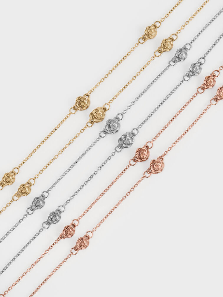 Rosalind Flower-Motif Necklace, Brushed Rose Gold, hi-res