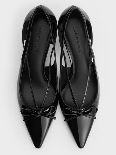 Patent Cut-Out Bow Kitten-Heel Pumps, Black Patent, hi-res