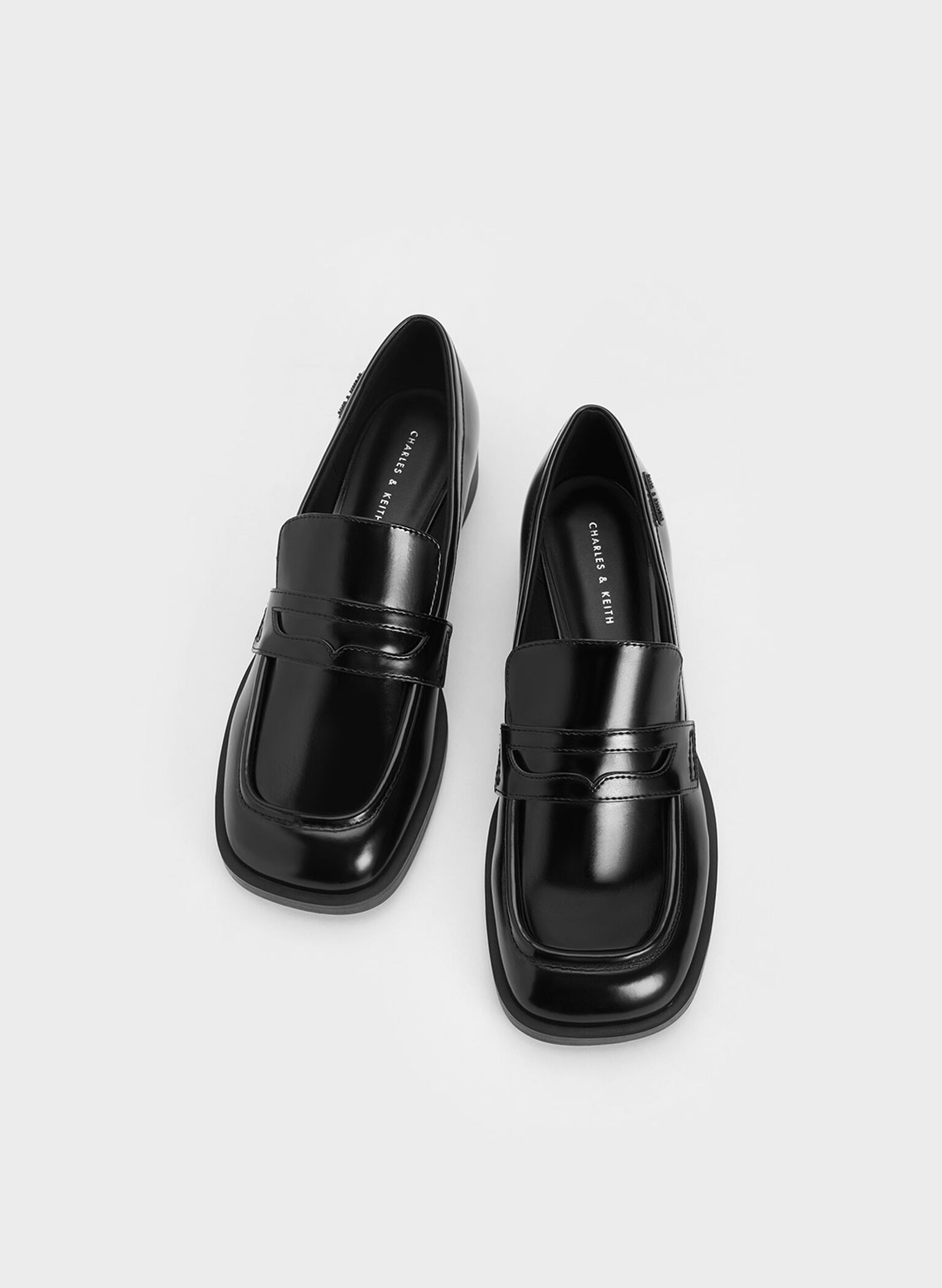 Cut-Out Penny Loafers, Black, hi-res