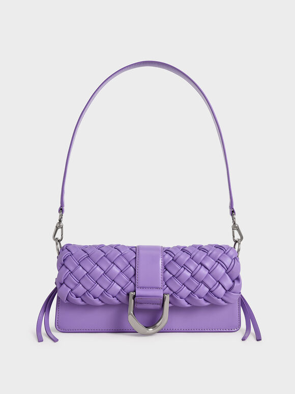 Gabine Braided Shoulder Bag, Purple, hi-res