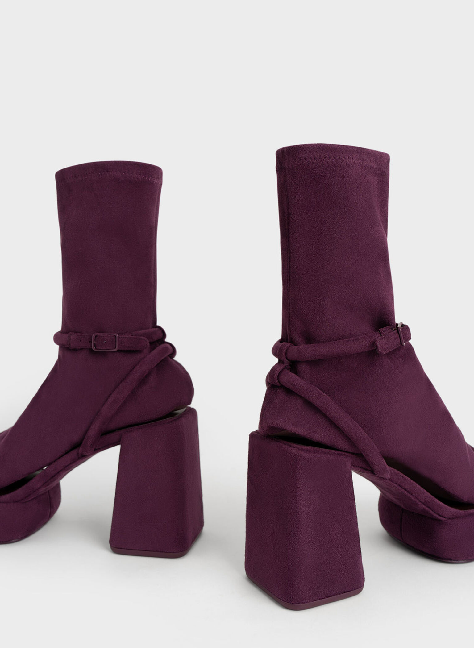 Lucile Textured Platform Calf Boots, Burgundy, hi-res
