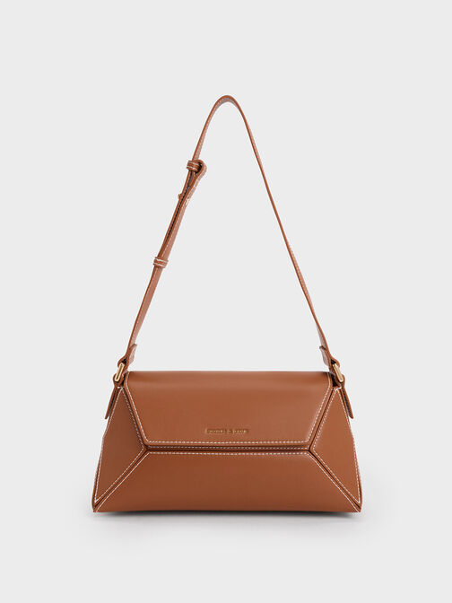Nasrin Geometric Shoulder Bag, Chocolate, hi-res