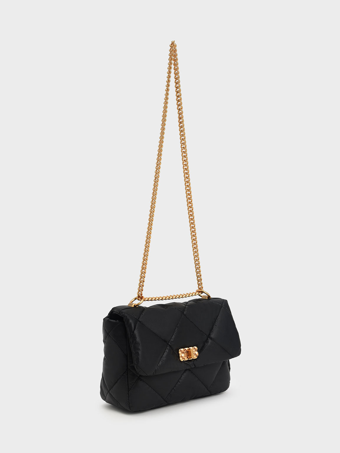Paffuto Large Padded Shoulder Bag, Black, hi-res