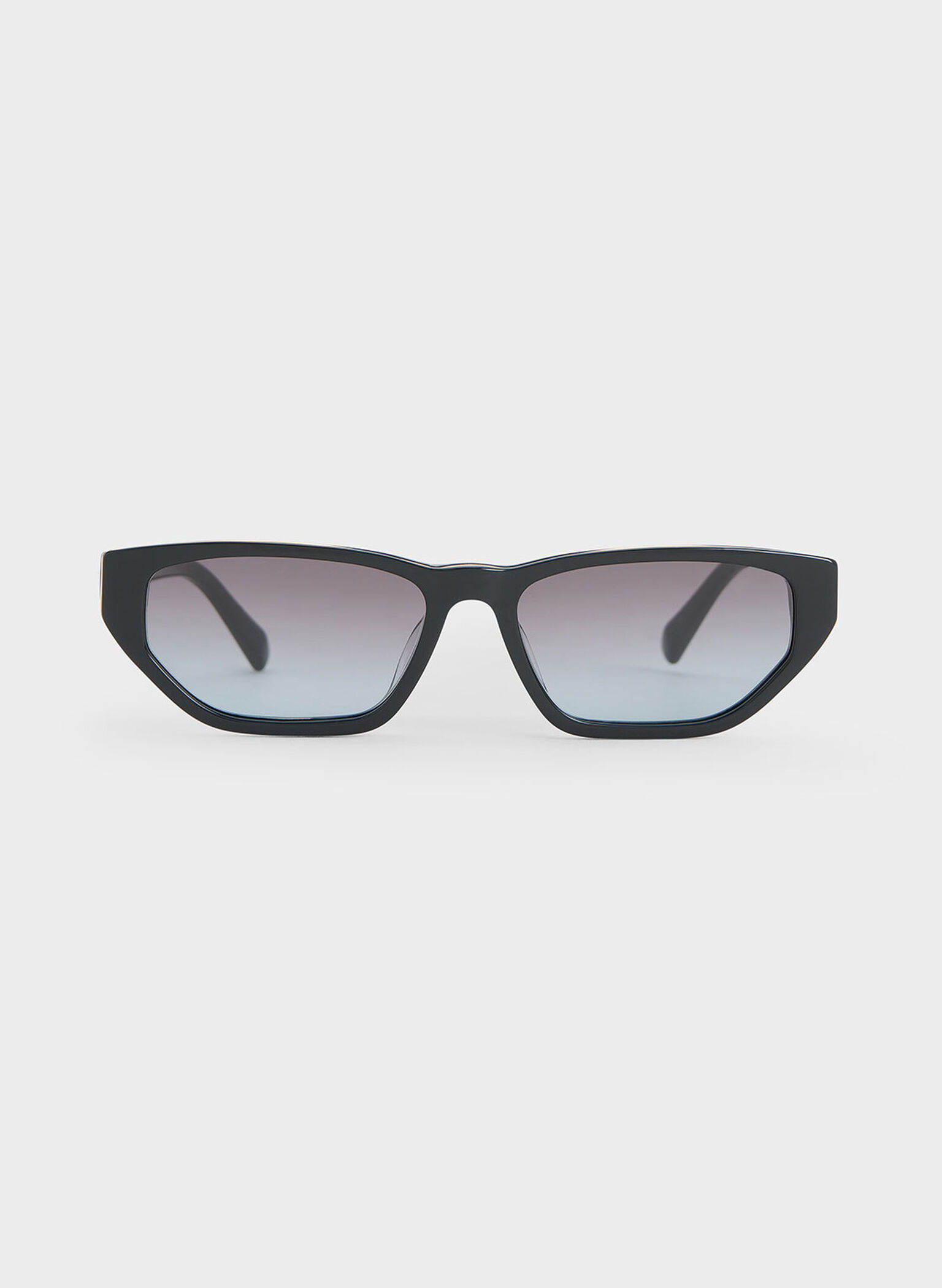 Acetate Cat-Eye Sunglasses, Black, hi-res