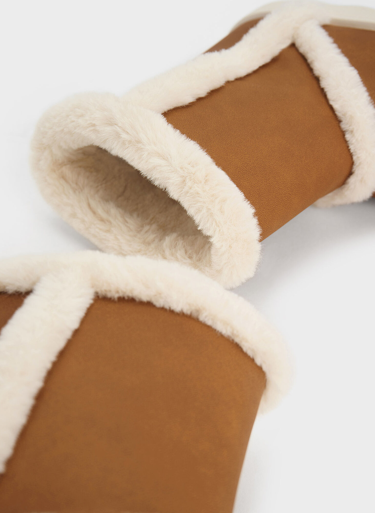 Girls' Fur-Trim Textured Ankle Boots, Camel, hi-res