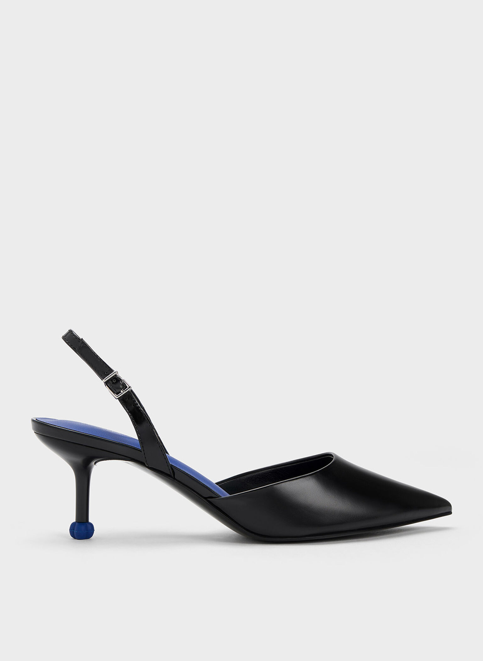 Sculptural Heel Slingback Pumps, Black, hi-res