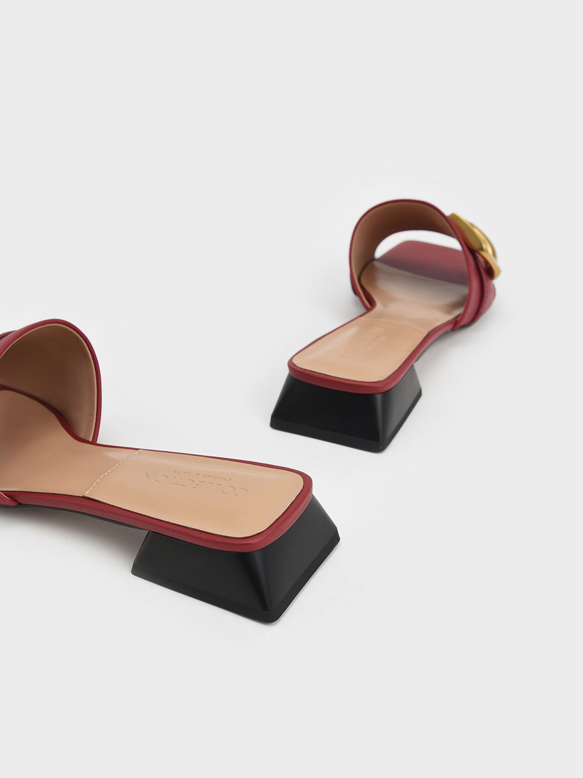 Lunar New Year Collection: Gabine Buckled Leather Mules, Red, hi-res