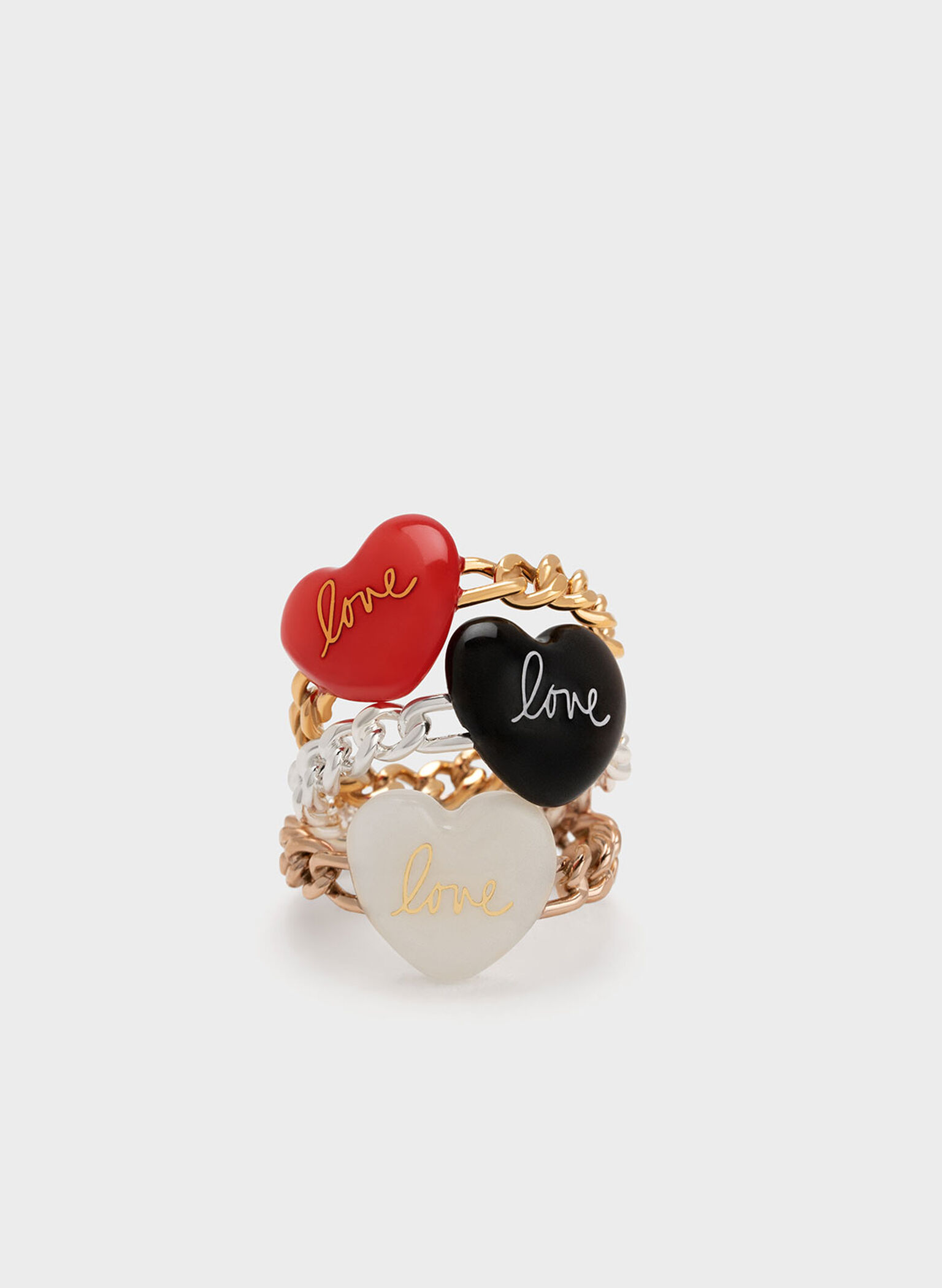 "Love" Heart Braided Ring, Gold, hi-res