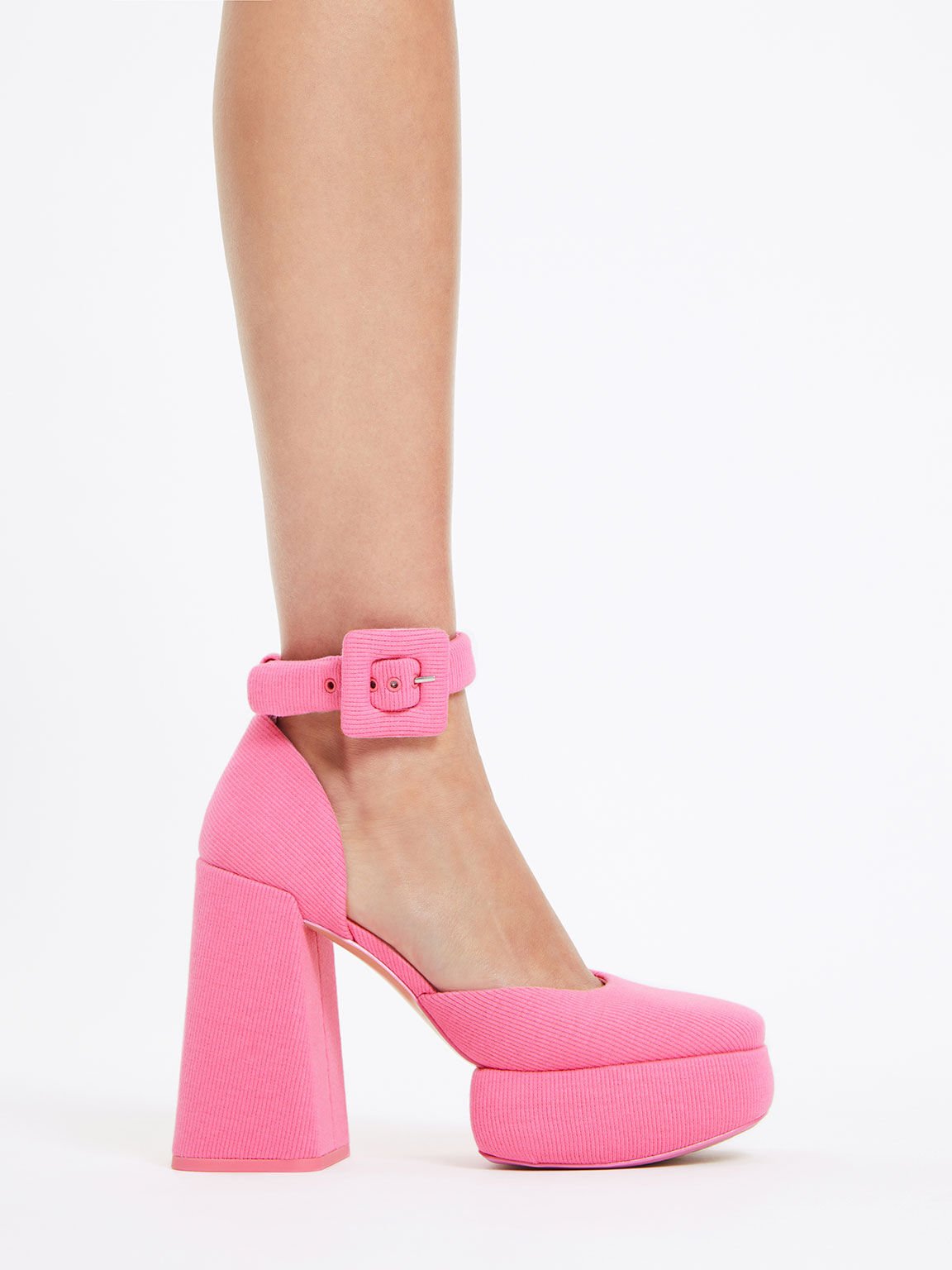 Sinead Woven Buckled D Orsay Platform Pumps Pink