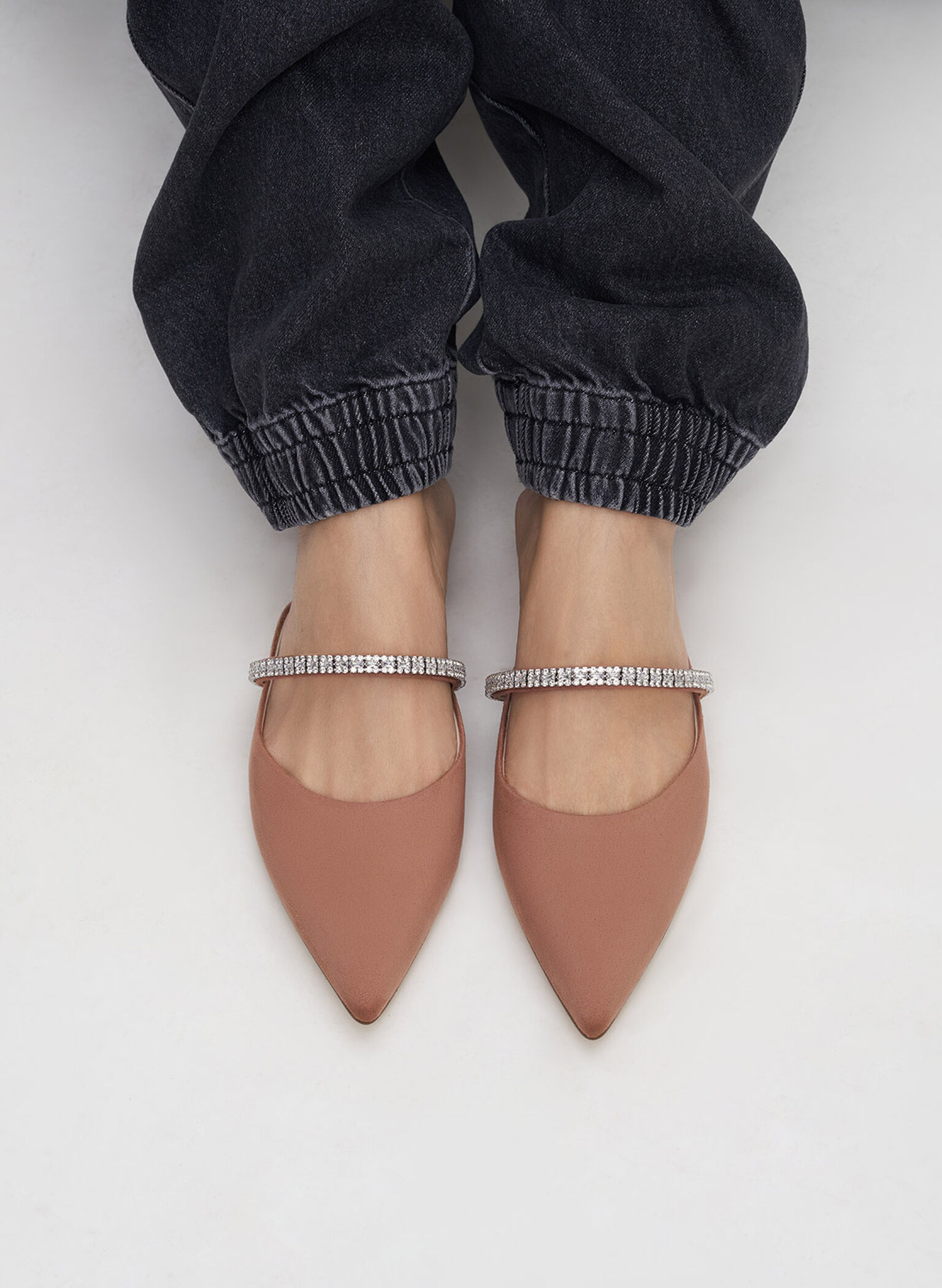 Ambrosia Gem-Embellished Slip-On Flats, Nude, hi-res