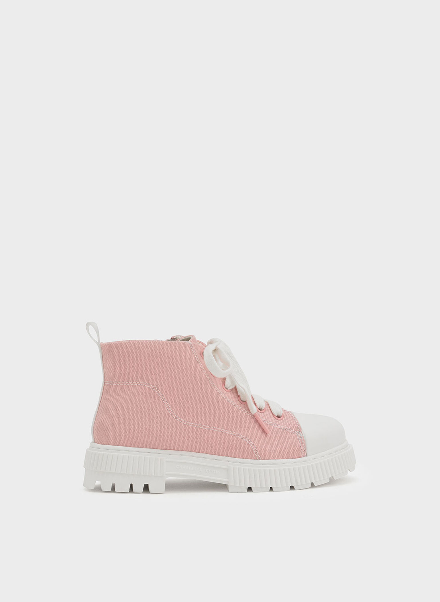 Girls' Recycled Cotton High-Top Sneaker Boots, Pink, hi-res