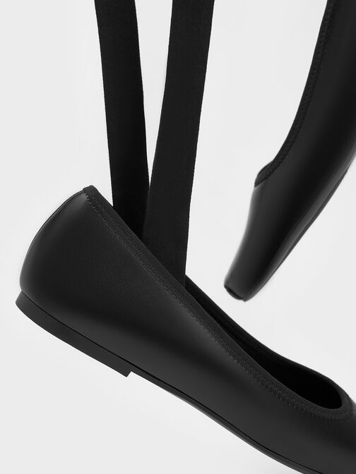 Tie-Around Ballerina Flats, Black, hi-res