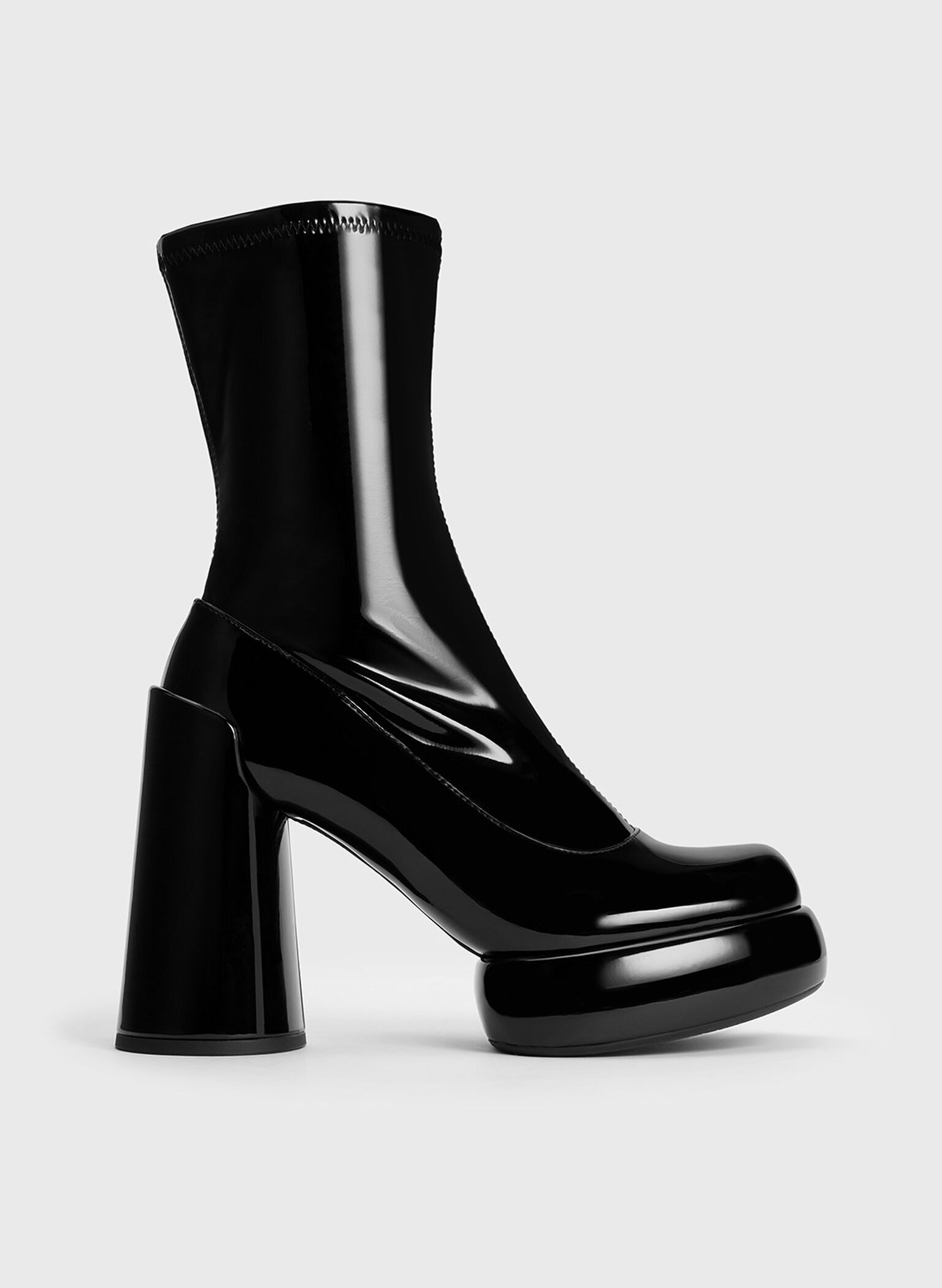 Darcy Patent Platform Ankle Boots, Black Patent, hi-res