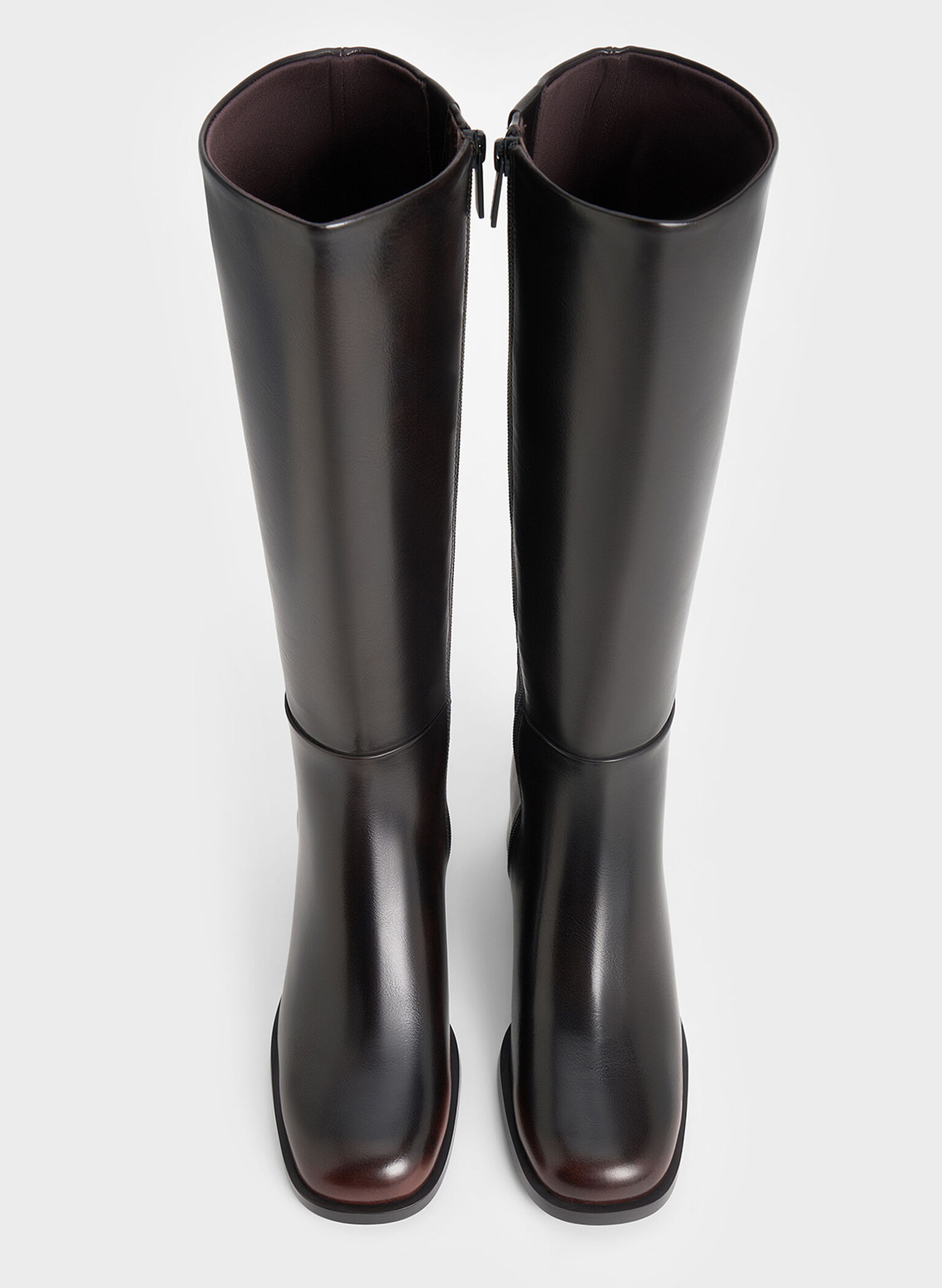 Louise Block-Heel Knee-High Boots, Dark Brown, hi-res