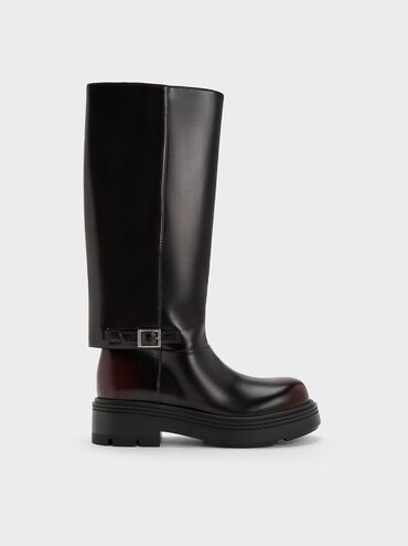 Davis Buckled Fold-Over Boots, Dark Brown, hi-res