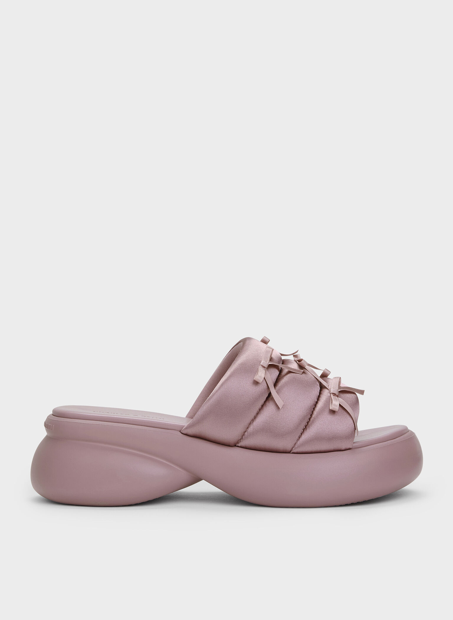 Recycled Polyester Bow Puffy Sports Sandals, Pink, hi-res