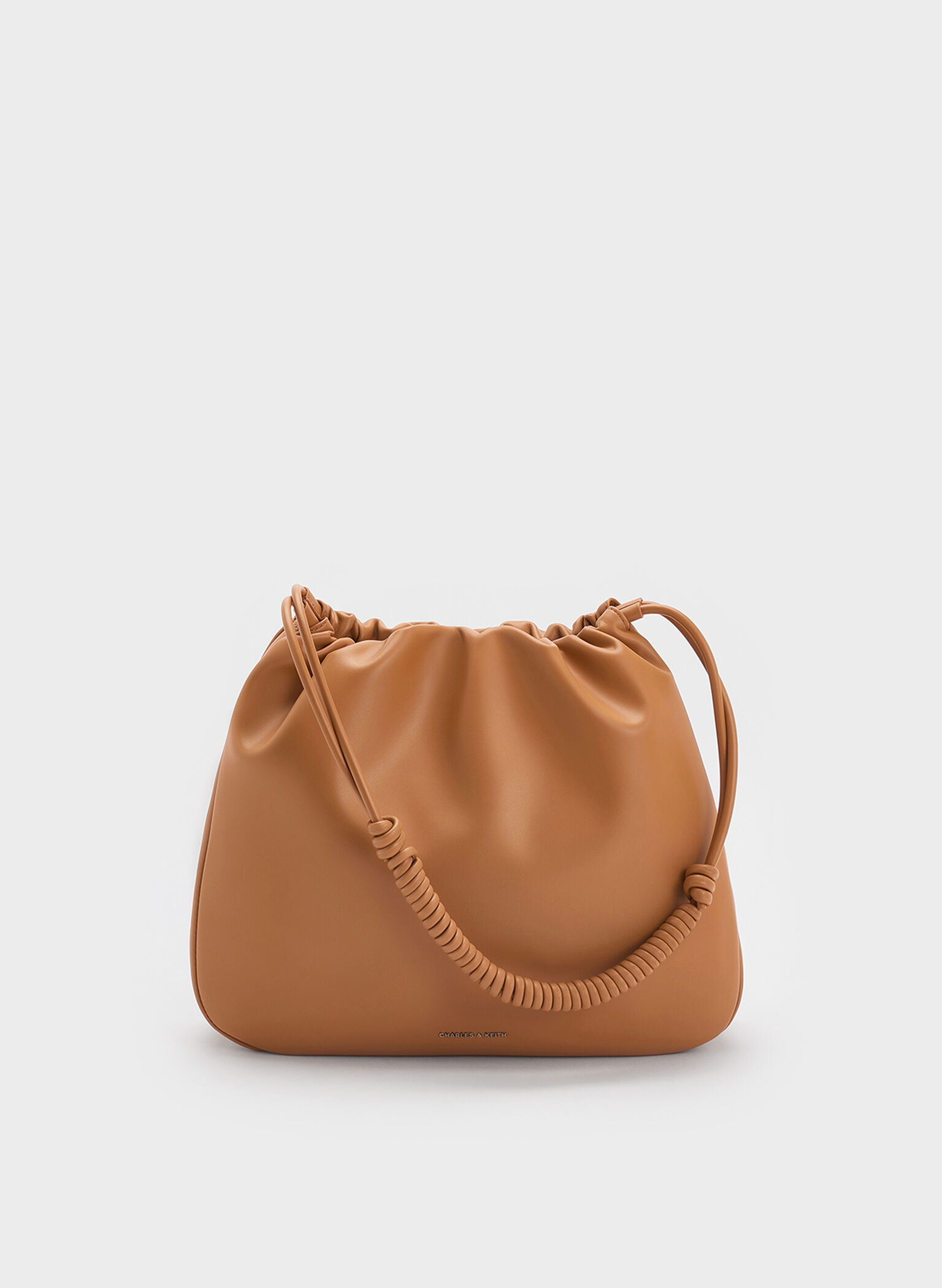Lorelai Ruched Knotted-Strap Hobo Bag, Russet Brown, hi-res