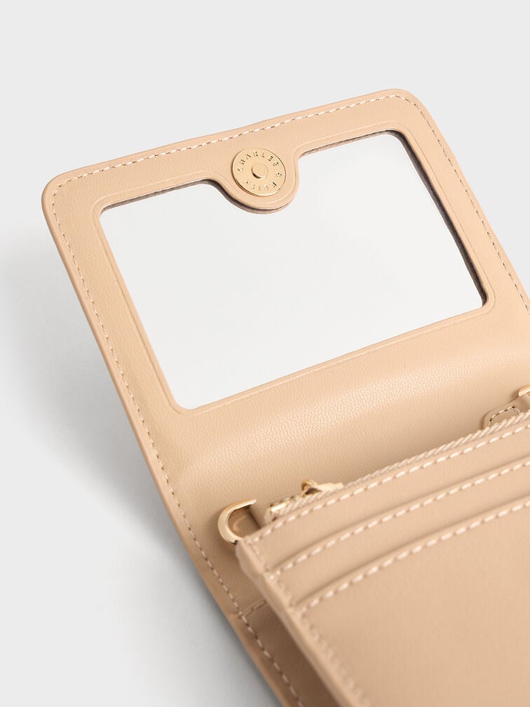 Agatha Chain-Accent Card Holder, Beige, hi-res
