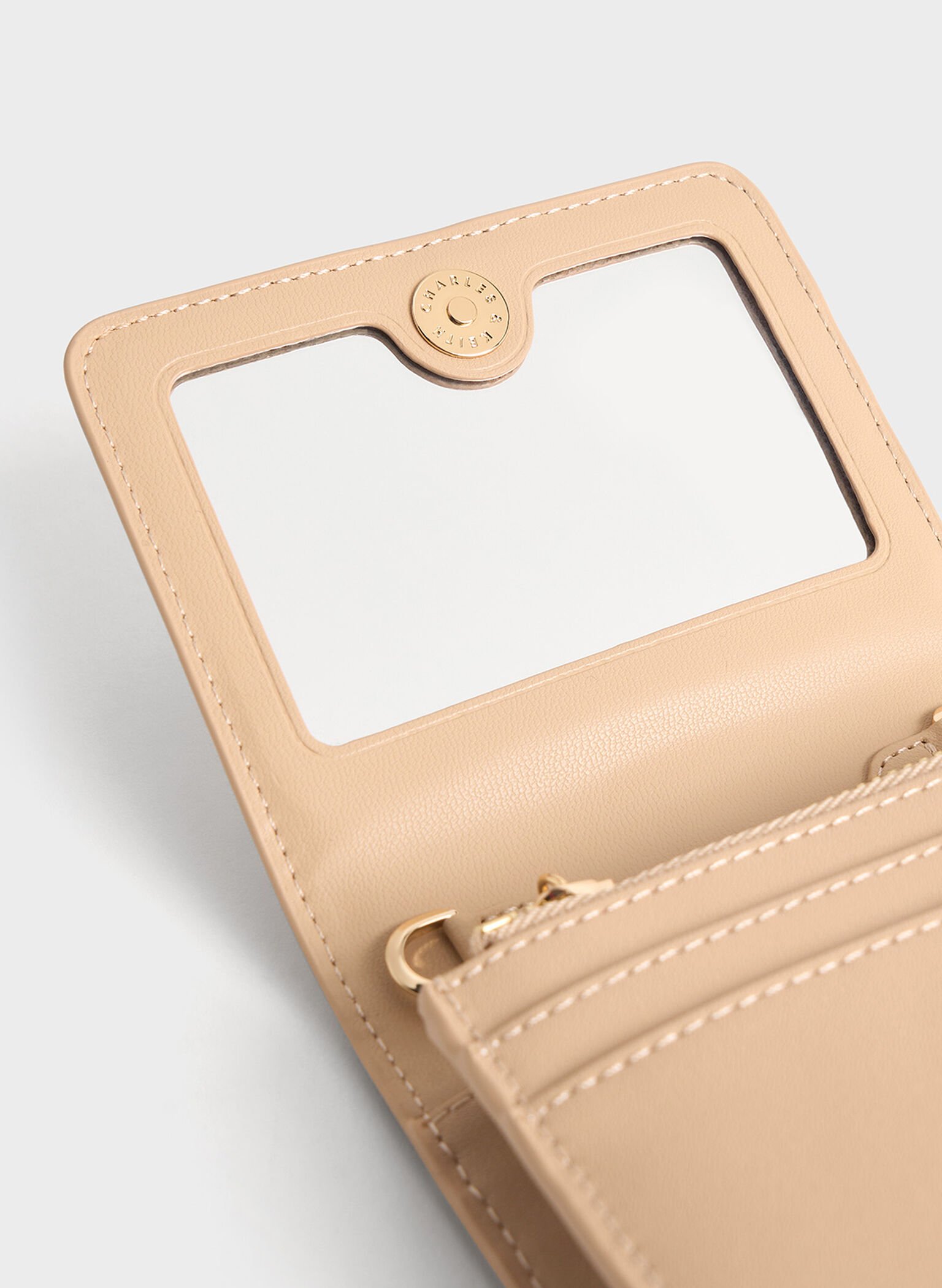 Agatha Chain-Accent Card Holder, Beige, hi-res