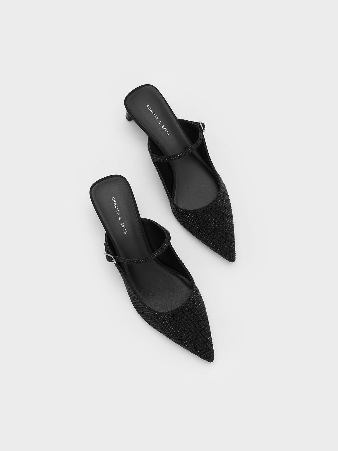 Black mid heel mules discount