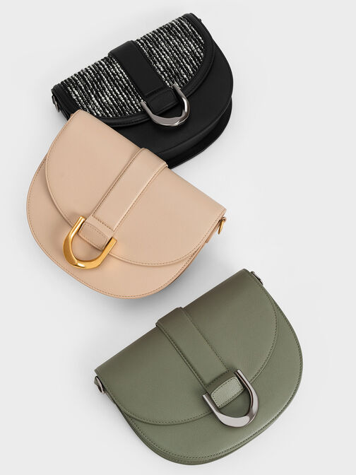 Gabine Leather Saddle Bag, Sage Green, hi-res