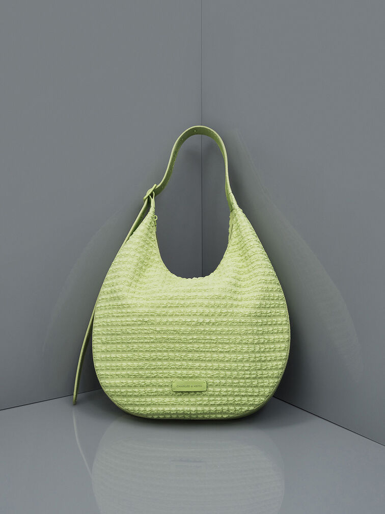 Textured Crescent Hobo Bag, Zesty Green, hi-res