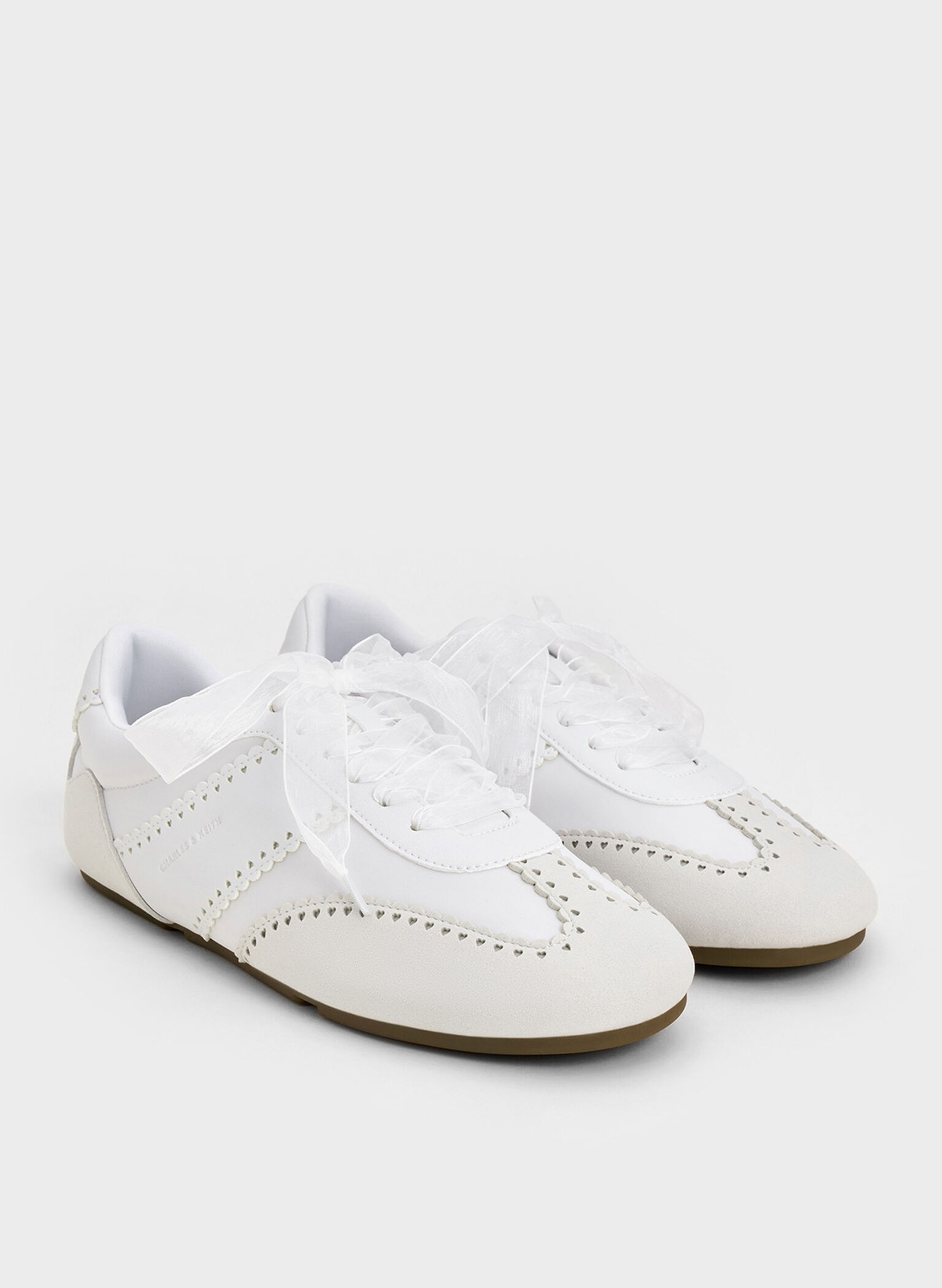Cece Heart Sheer-Lace Sneakers, White, hi-res