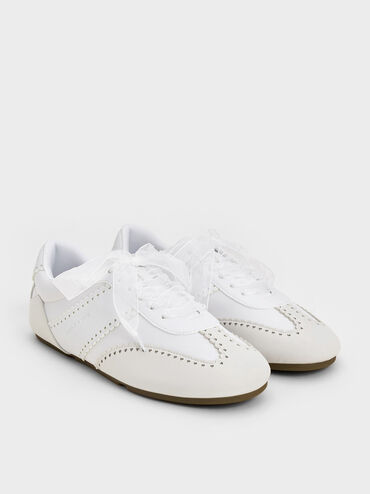 Cece Heart Sheer-Lace Sneakers, White, hi-res