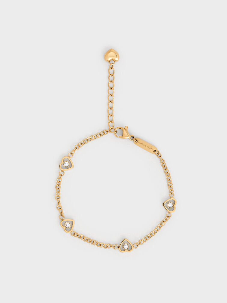 Malorie Crystal Heart Bracelet, Gold, hi-res