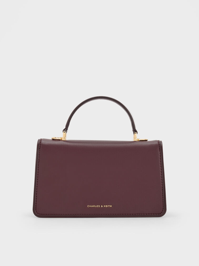 Arlet Belted Top Handle Bag, Wineberry Red, hi-res