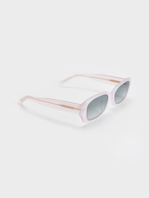 Recycled Acetate Angular Sunglasses, Transparent, hi-res