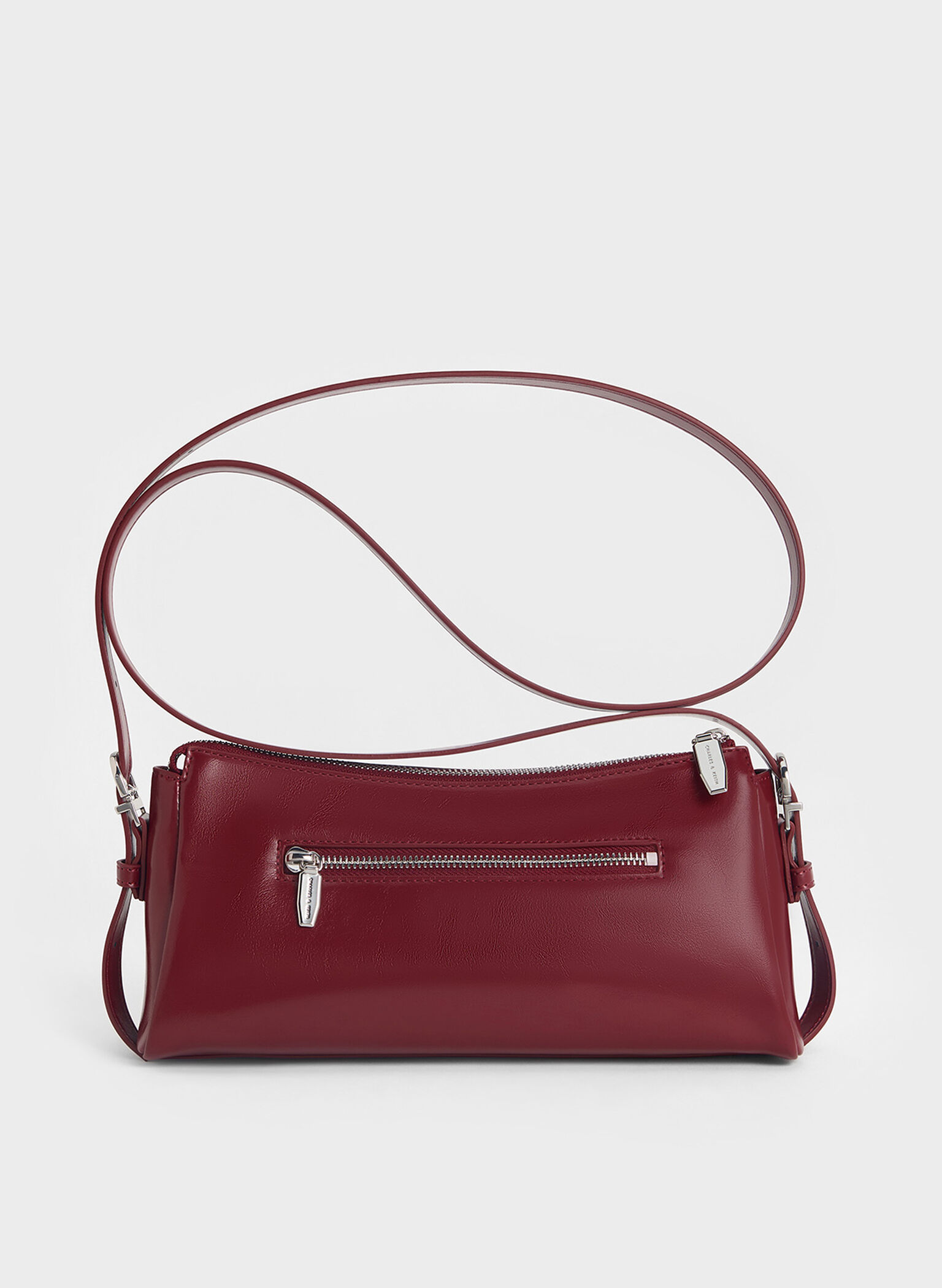 Rachel Elongated Front-Pocket Chain-Handle Bag, Burgundy, hi-res