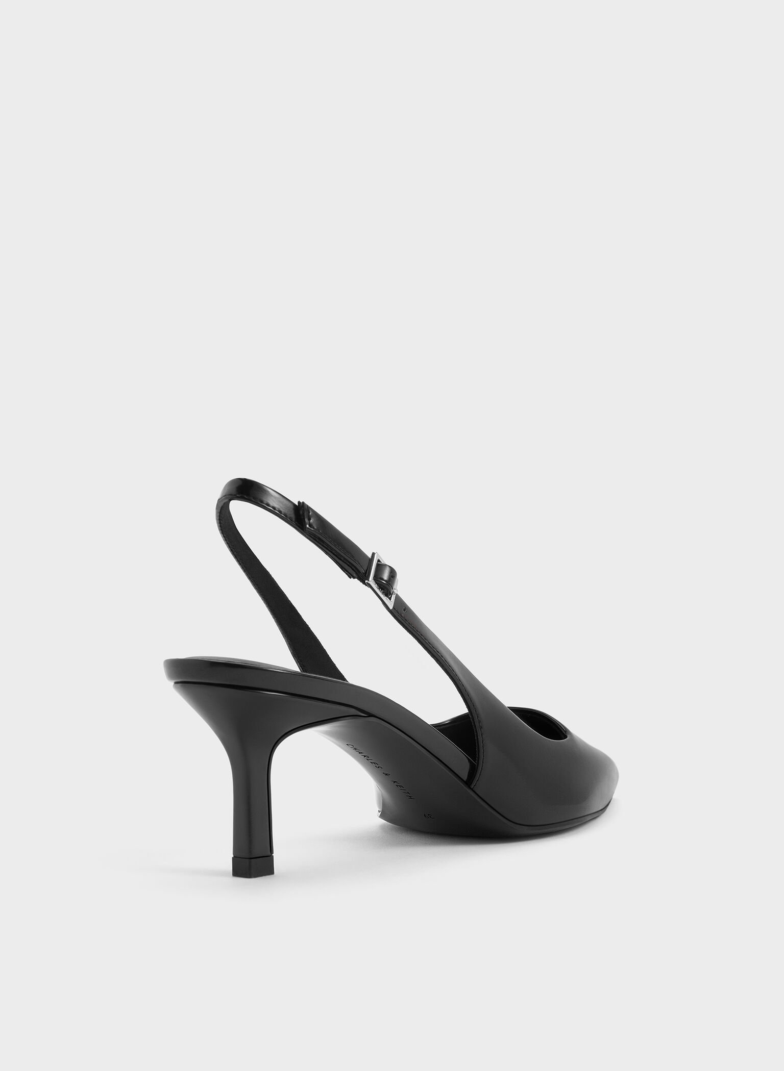 Pointed-Toe Kitten-Heel Slingback Pumps, Black Box, hi-res