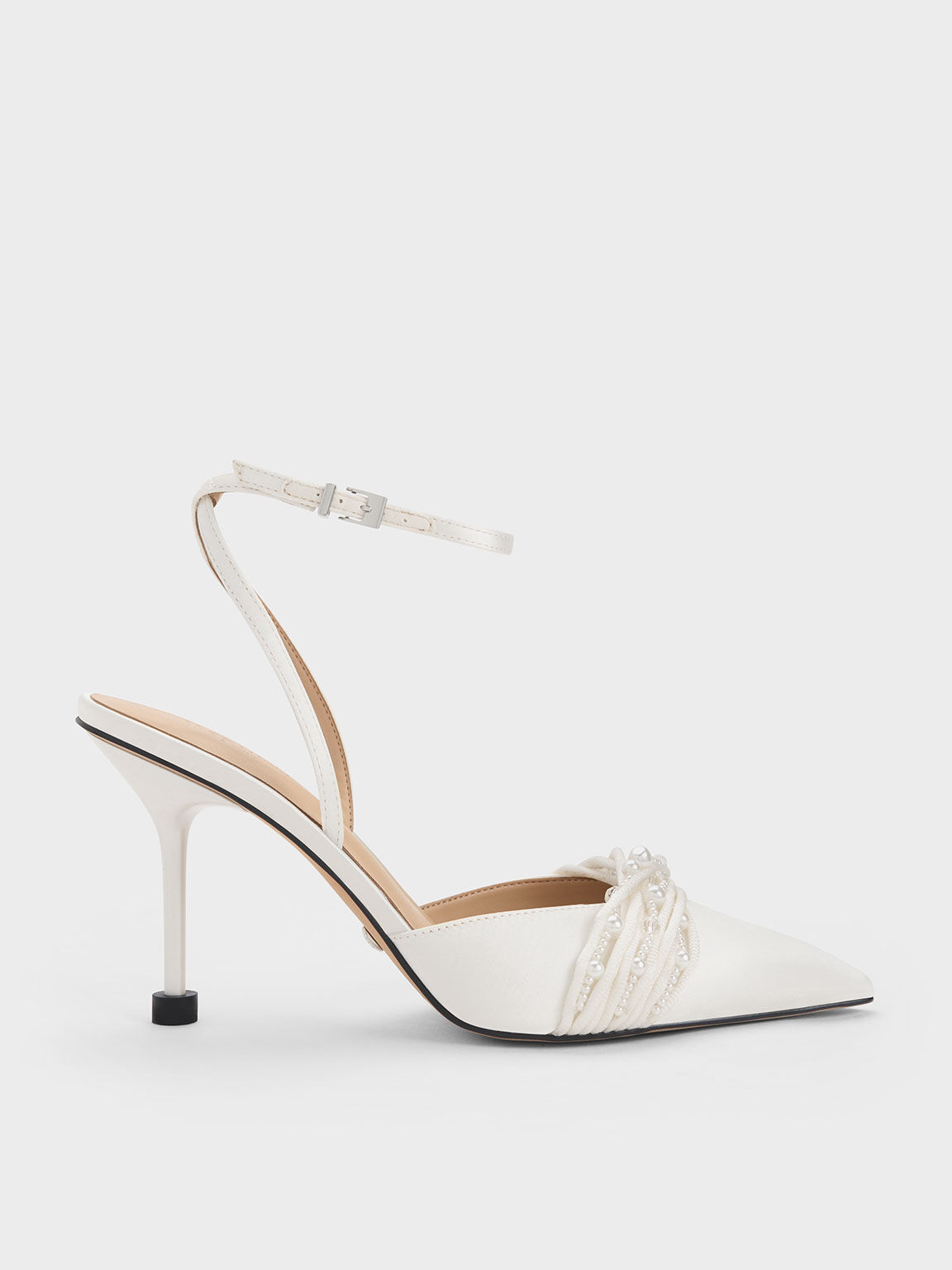 White satin ankle 2025 strap heels