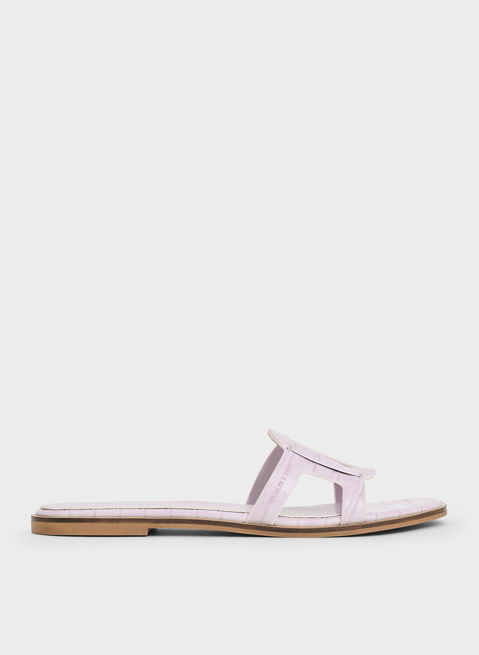 Easley Croc-Effect Cut-Out Slide Sandals, Animal Print Lilac, hi-res