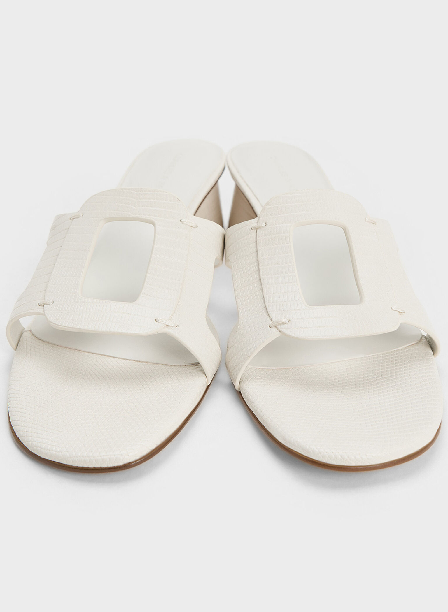 Easley Croc-Effect Cut-Out Heeled Sandals, Animal Print White, hi-res