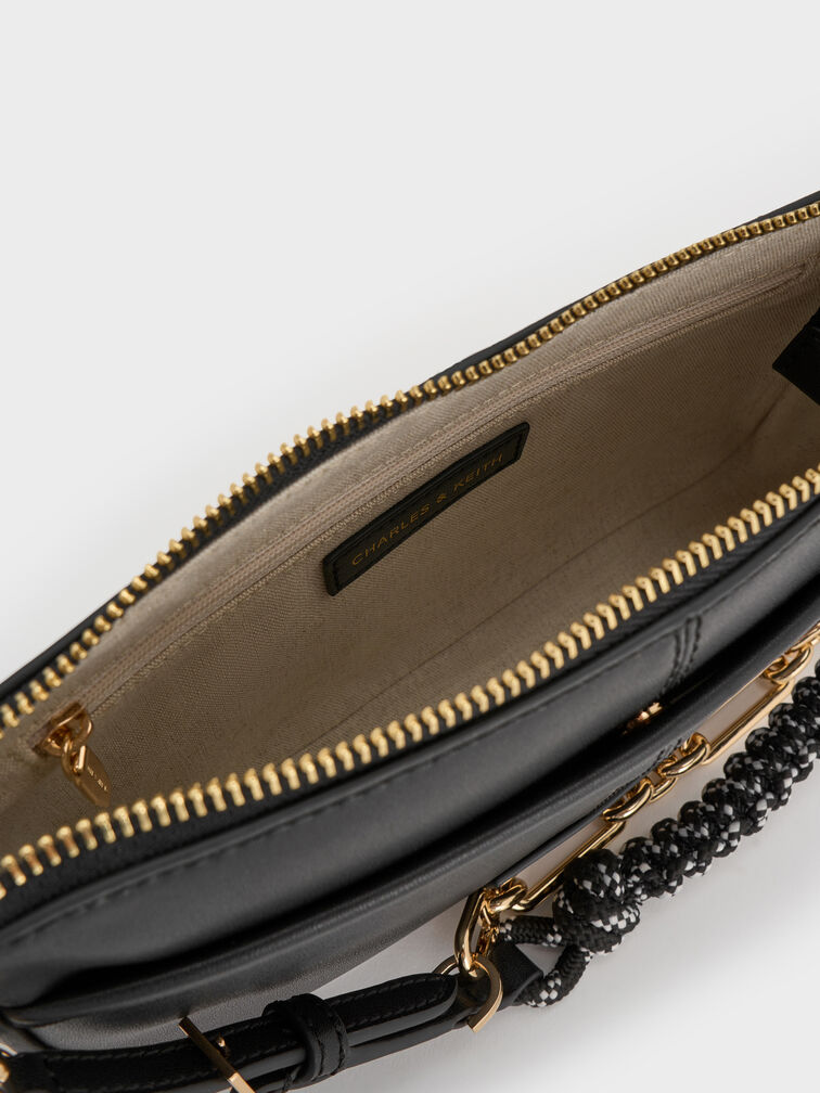 Addison Knotted-Rope Shoulder Bag, Black, hi-res