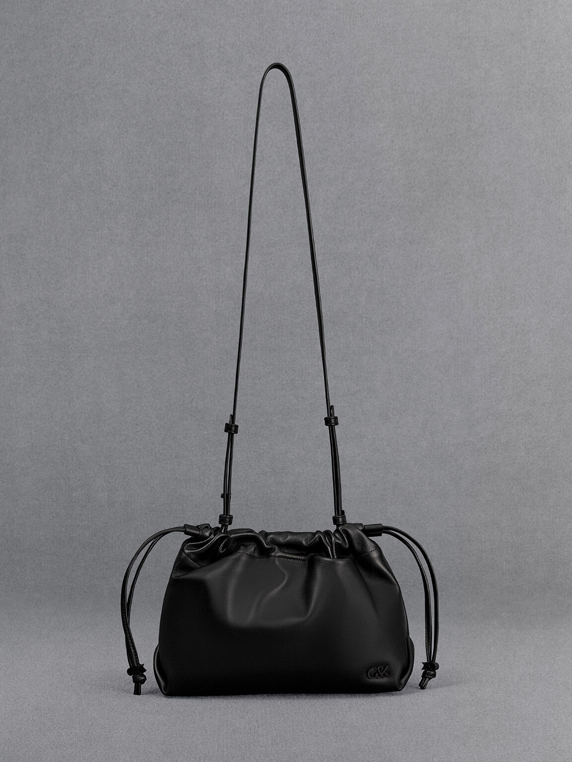 Black leather drawstring bag 2025