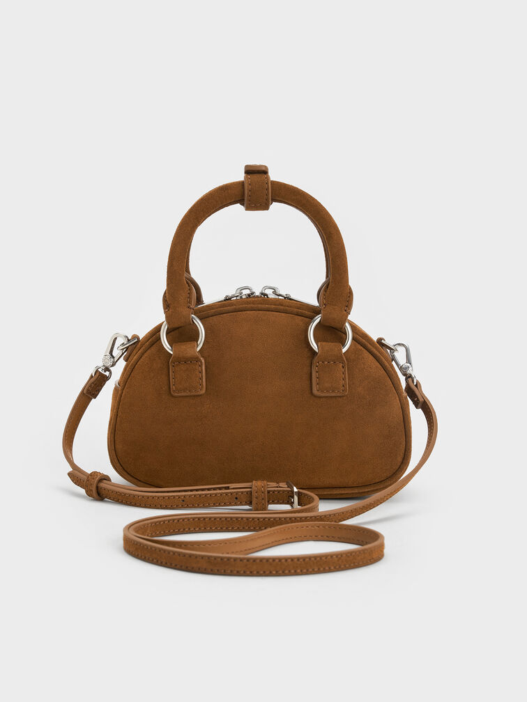 Bobbie Recycled Suede Studded Top Handle Bag, Sienna Brown, hi-res