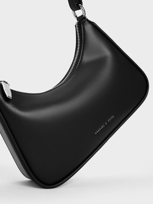 Lock & Key Chain Handle Trapeze Bag, Noir, hi-res