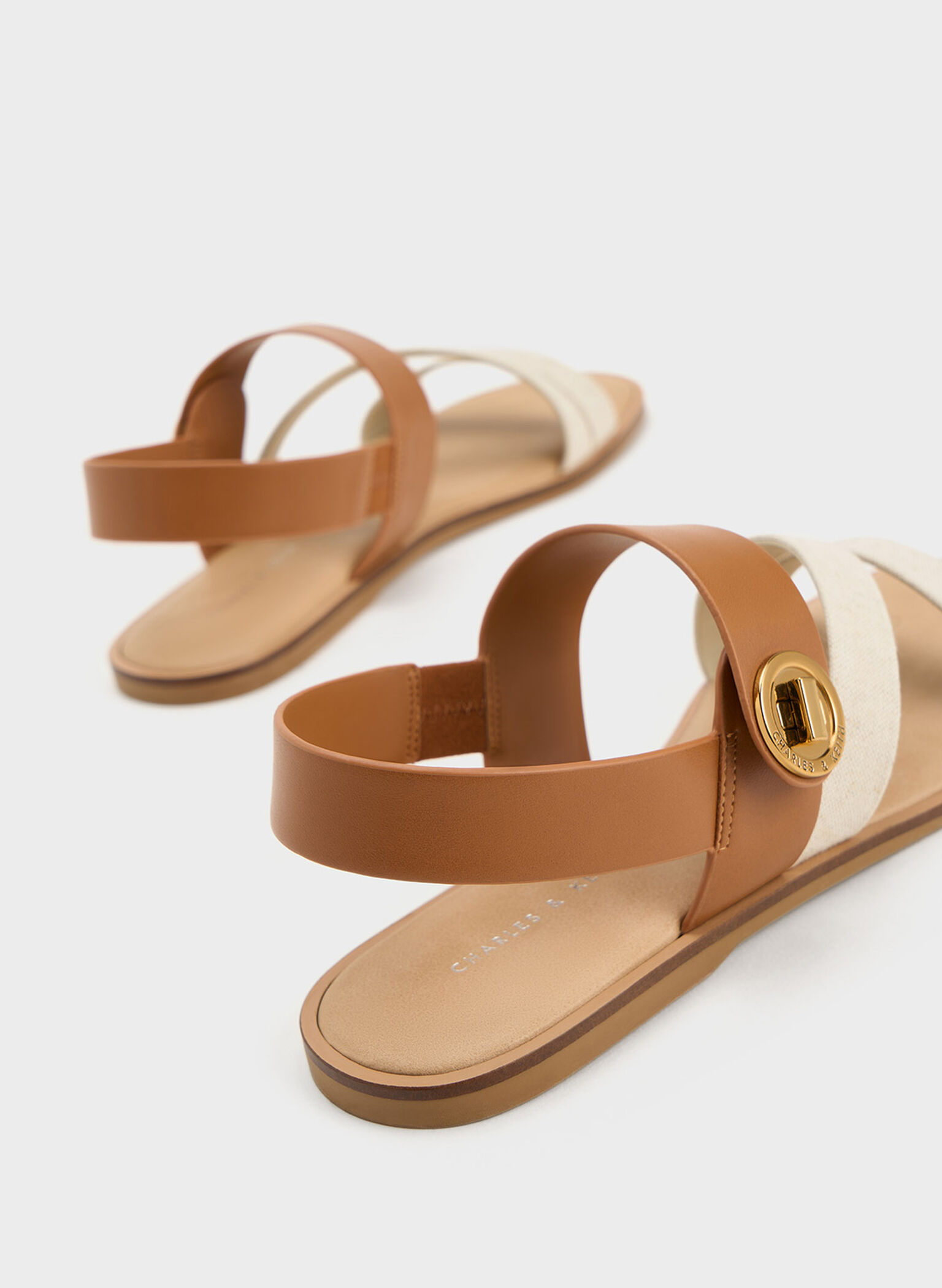 Yara Turn Lock Strappy Sandals, Caramel, hi-res