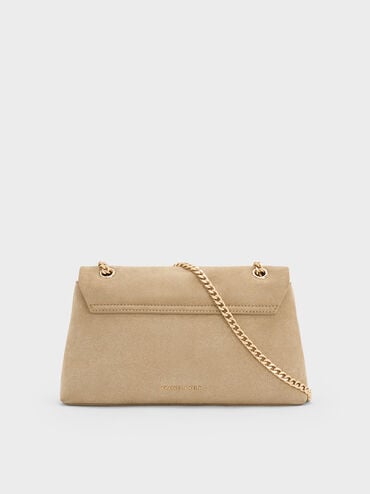 Lilibet Recycled Suede Metallic-Accent Chain-Strap Bag, Nutmeg Beige, hi-res