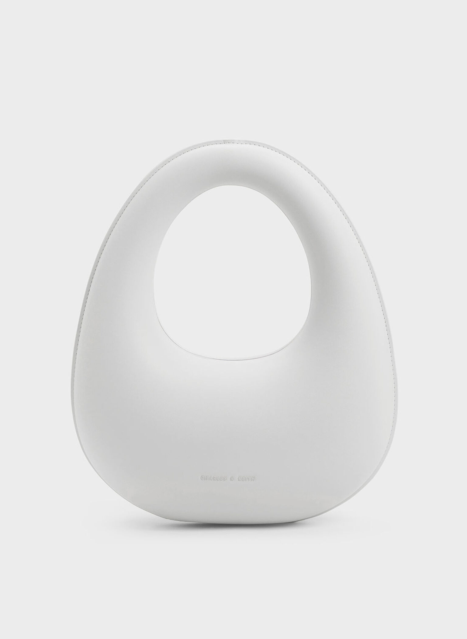 Sculptural Top Handle Moon Bag, White, hi-res