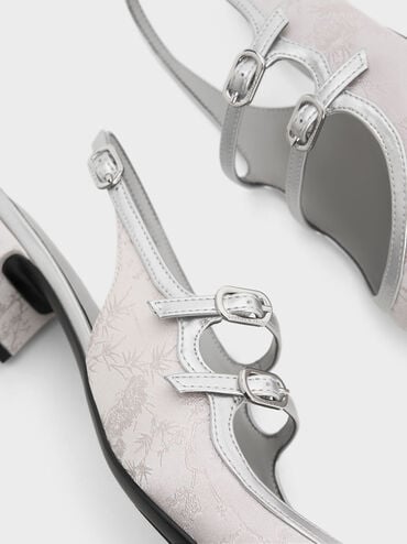 Clementine Recycled Polyester Mary Jane Pumps, Silver, hi-res
