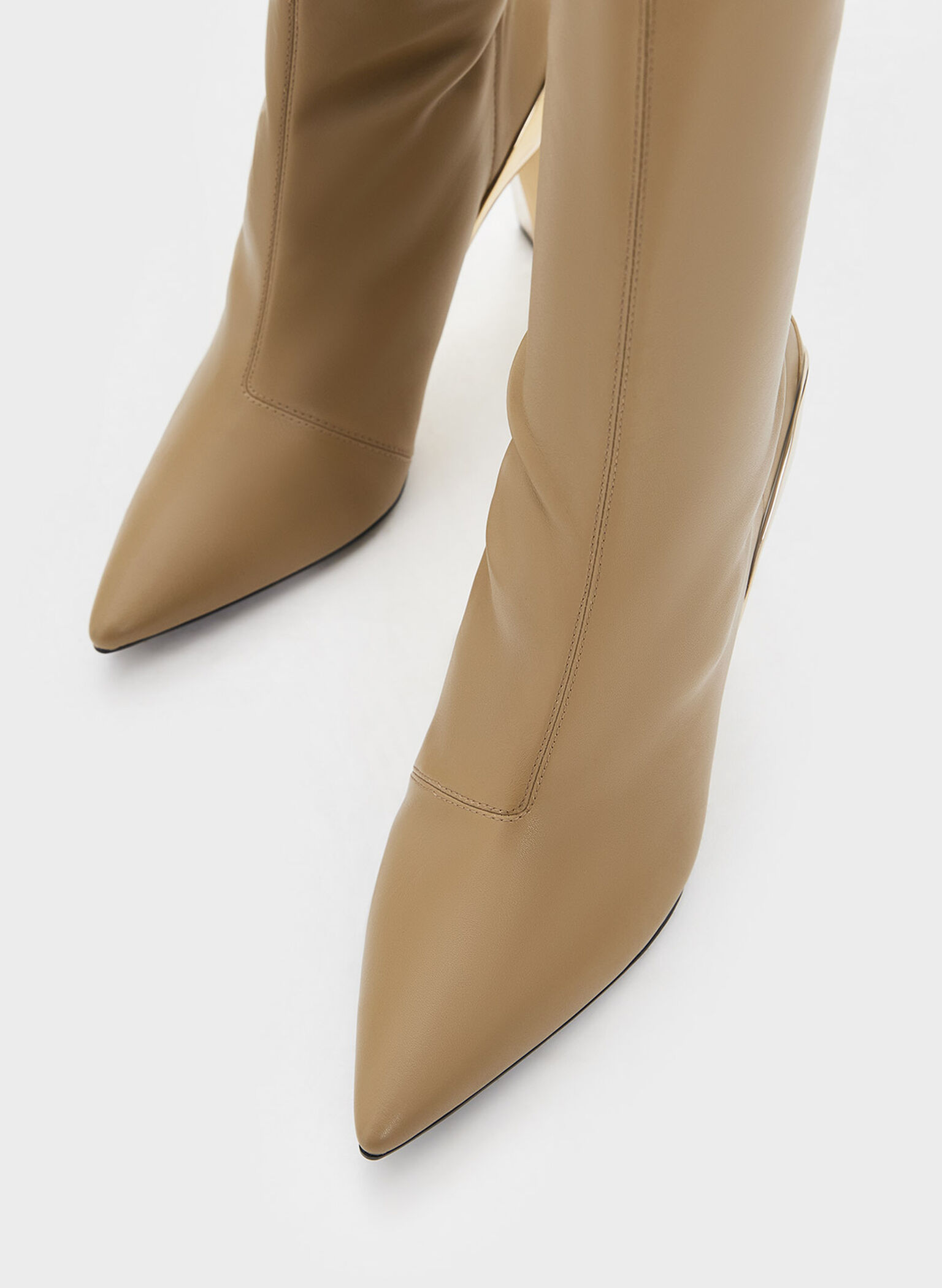Devon Metallic Blade-Heel Ankle Boots, Taupe, hi-res