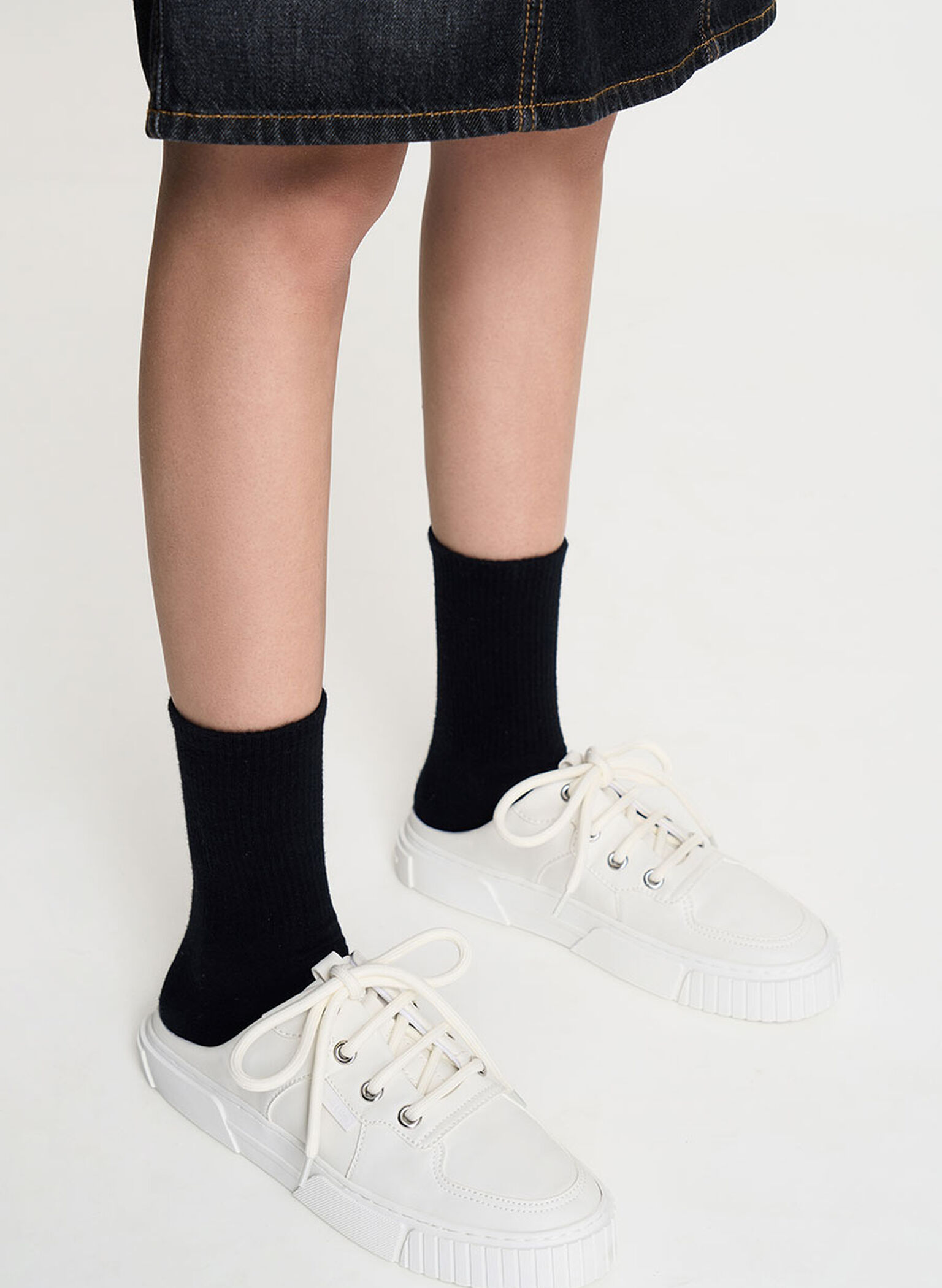 Panelled Low-Top Sneakers, White, hi-res
