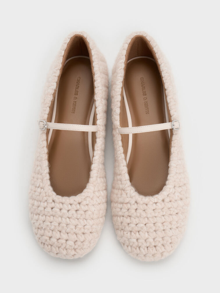 Crochet Mary Jane Flats, Chalk, hi-res