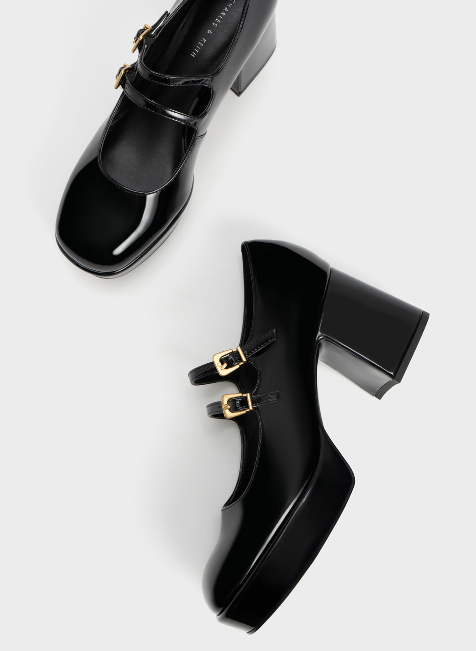 Jaylin Patent Block Heel Mary Janes, Black, hi-res