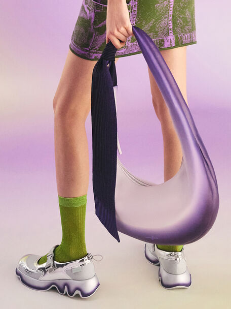 Toni Gradient Knotted Crescent Hobo Bag, Purple, hi-res